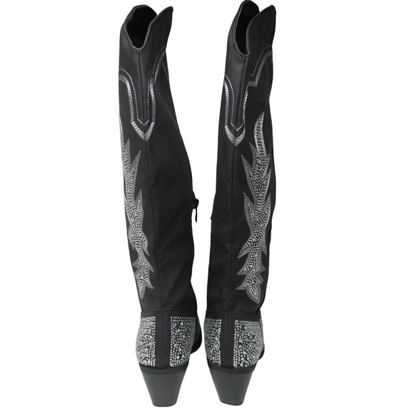 Cowboy Forever Suede‎ Diamond Studded Stylish Boot Black - Picture 5 of 6